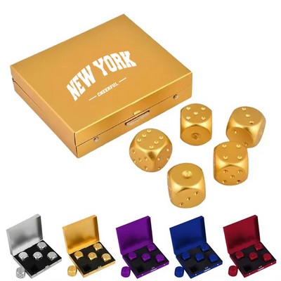 5 Pieces Aluminum Alloy Dice W/ Square Case